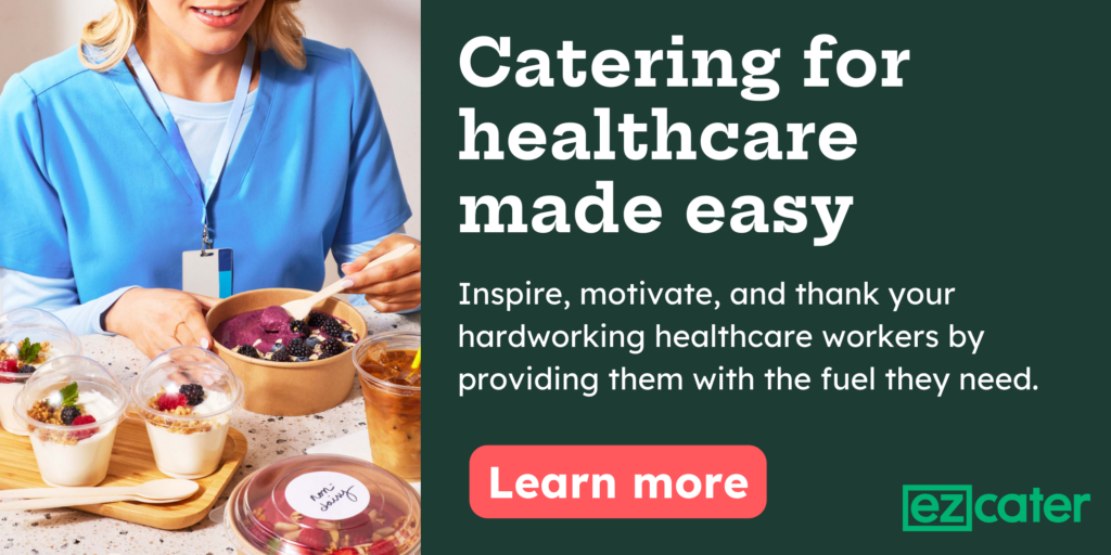 Catering for healthcare made easy
Inspire, motivate, and thank your hardworking healthcare workers by providing them with the fuel they need. Learn more.