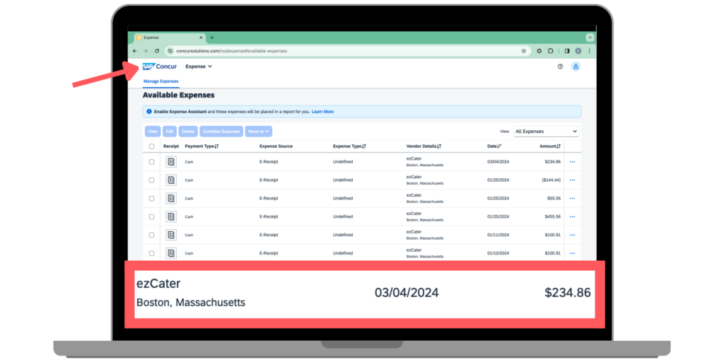 Expense reporting to SAP Concur on ezCater.