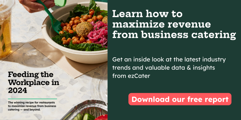 Learn how to maximize revenue from business catering. Get an inside look at the latest industry trends and valuable data and insights from ezCater. Download our free report. 
