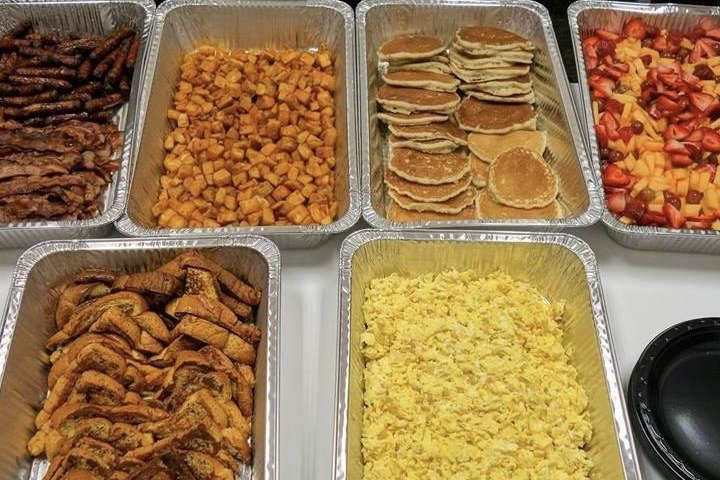 A catered breakfast spread from Munch Box.