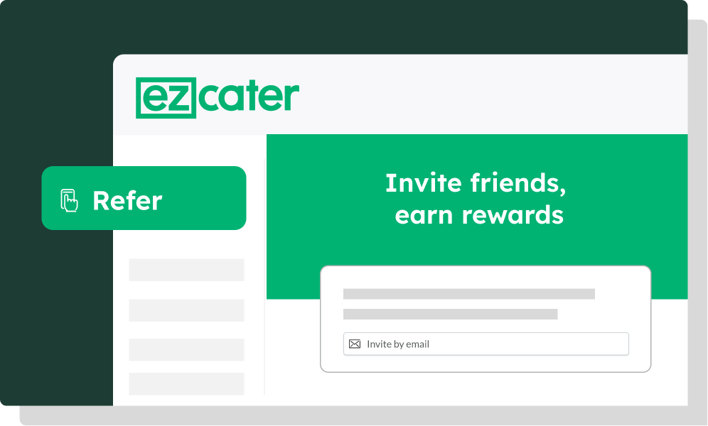 ezCater product image highlighting the Refer button in the ezCater logged in user page