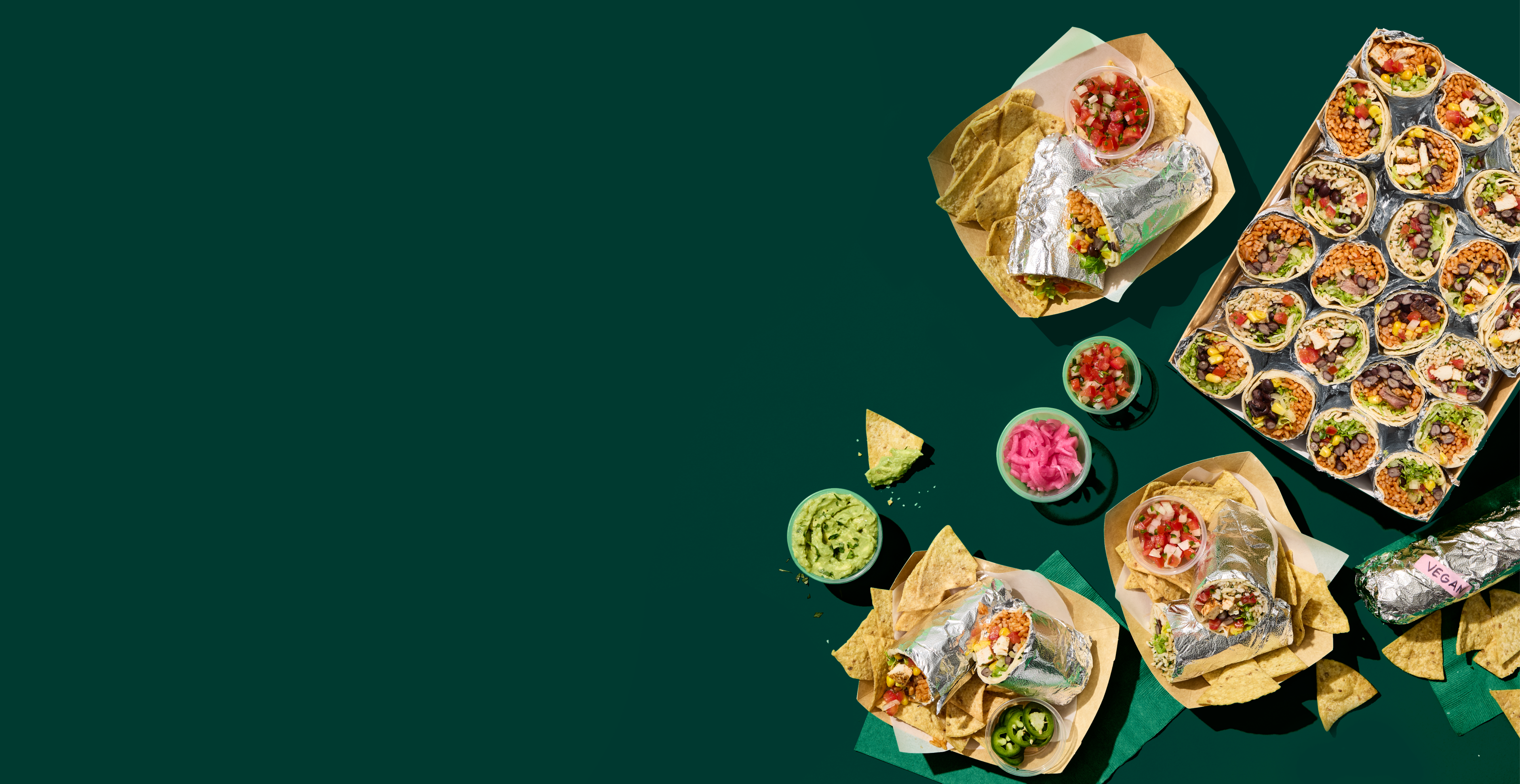 burrito catering spread background